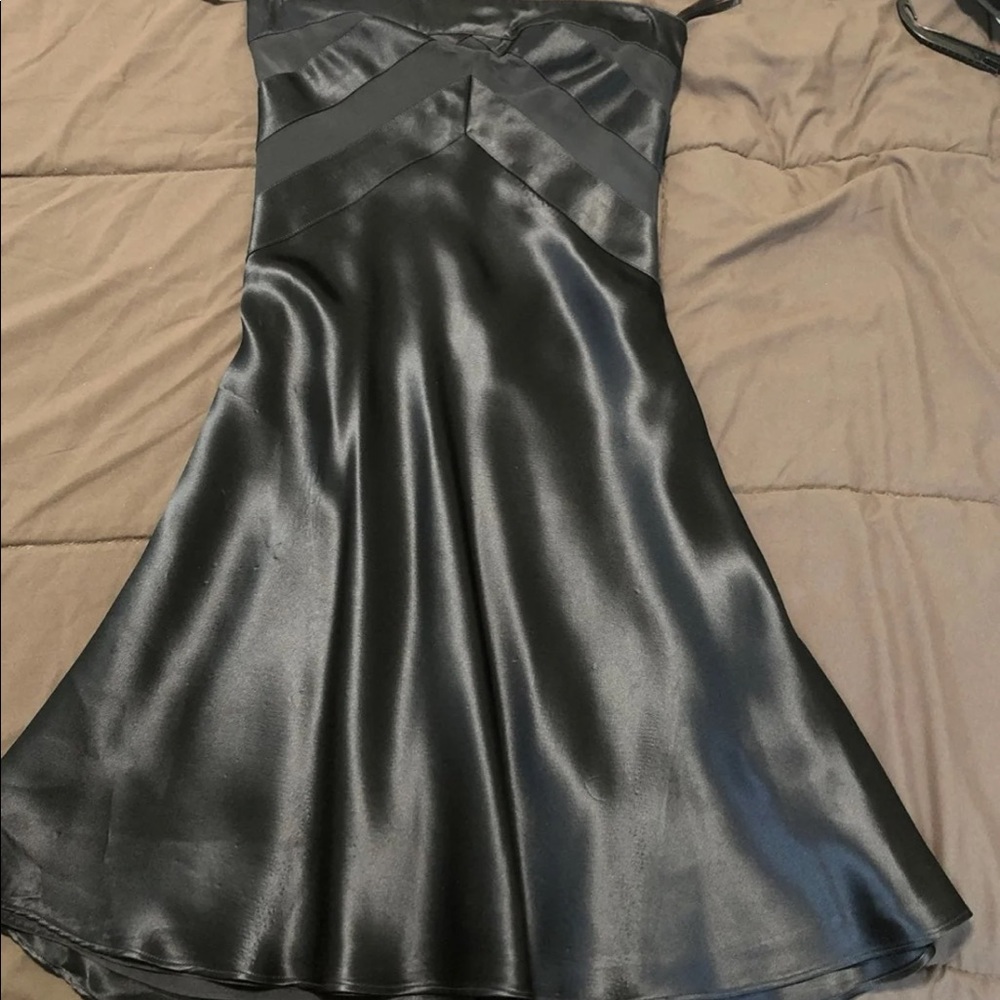 Strapless Black Satin Dress - Size 0P